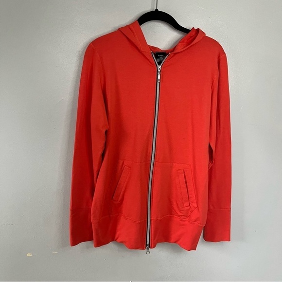 Bamboo by Brandwear Slim Fit Basic Casual Zip Up Hooded Jacket Orange Small - Picture 5 of 9